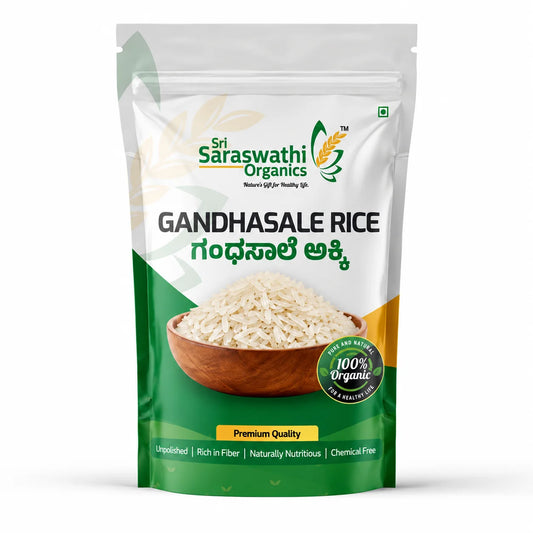 Sri Saraswathi Organics Gandhasale Rice - Aromatic Unpolished Rice