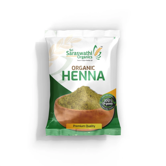 Sri Saraswathi Organics Organic Henna package on a white background