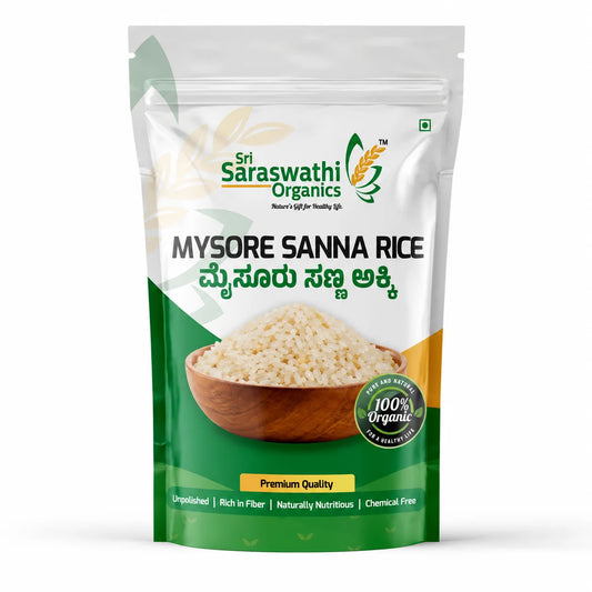 Sri Saraswathi Organics Mysore Sanna Rice - Ultra-Slender Unpolished Rice