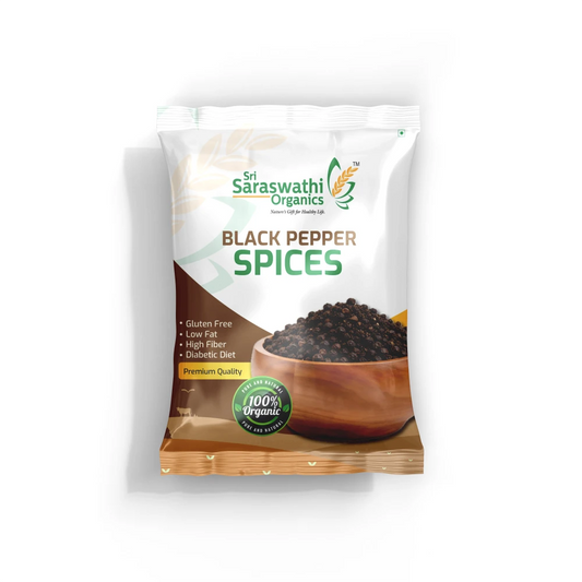 Black pepper made from premium whole peppercorns for bold flavour - Sri Saraswathi Organics