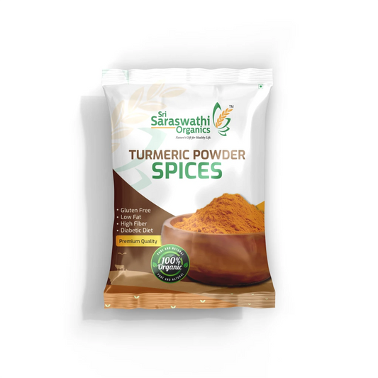 Turmeric powder made from pure turmeric roots for natural colour and taste - Sri Saraswathi Organics