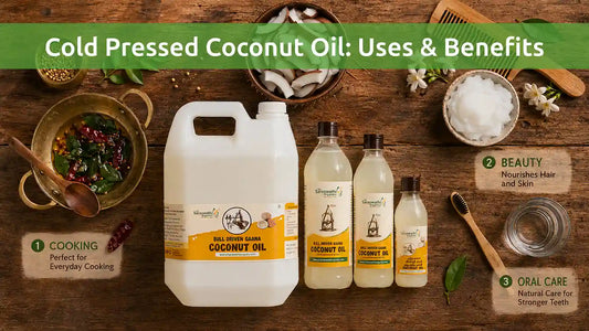 Versatile uses of bull-driven coconut oil in a healthy lifestyle: from traditional Indian cooking to natural skin and hair care.