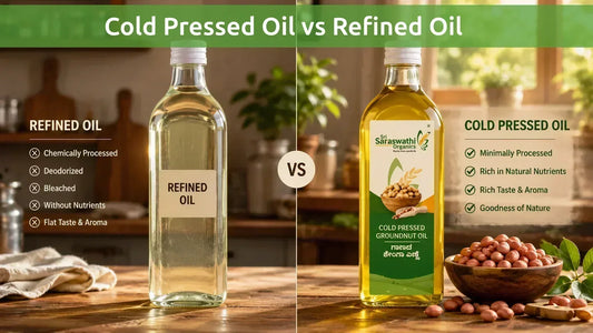 Image showing difference between Cold Pressed Oil and Refined Oil