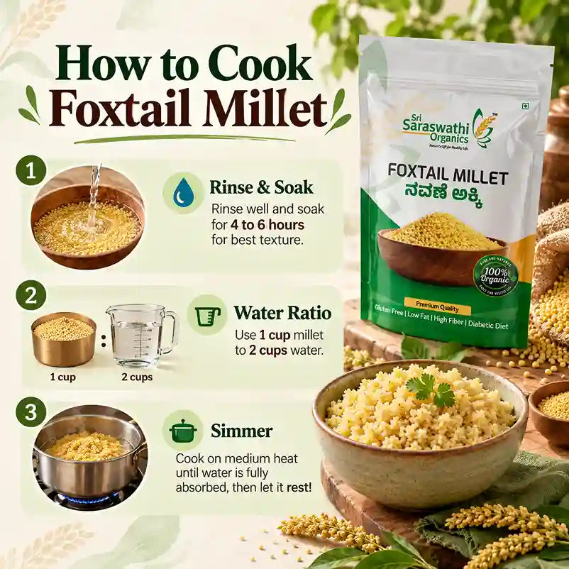 Cooking guide for organic & unpolished foxtail millet.