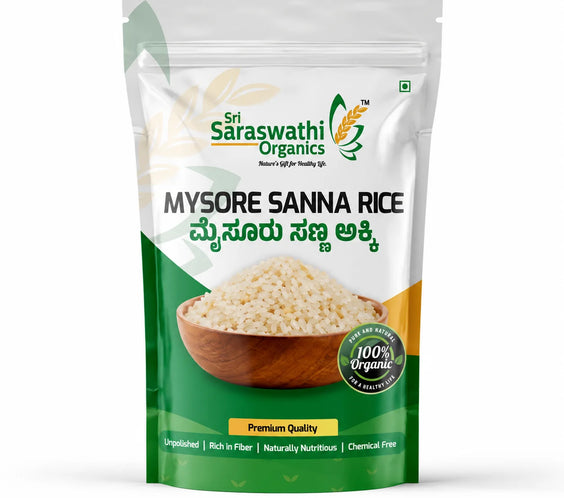 Sri Saraswathi Organics Mysore Sanna Rice - Ultra-Slender Unpolished Rice