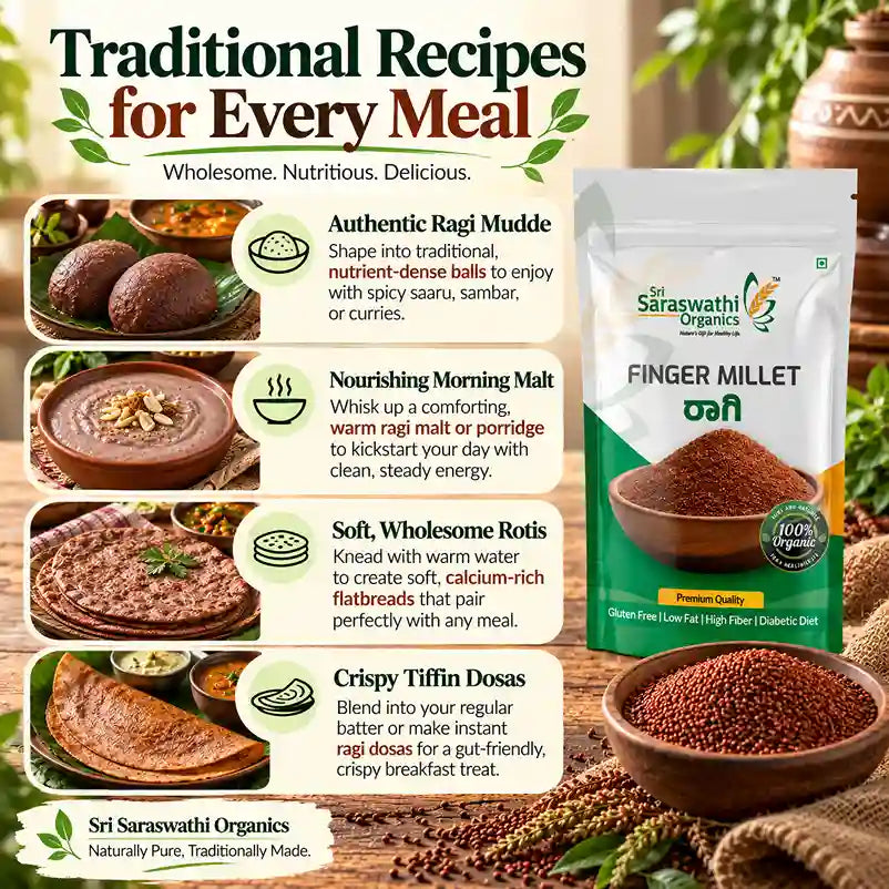 organic ragi/finger millet recipes - Sri Saraswathi Organics