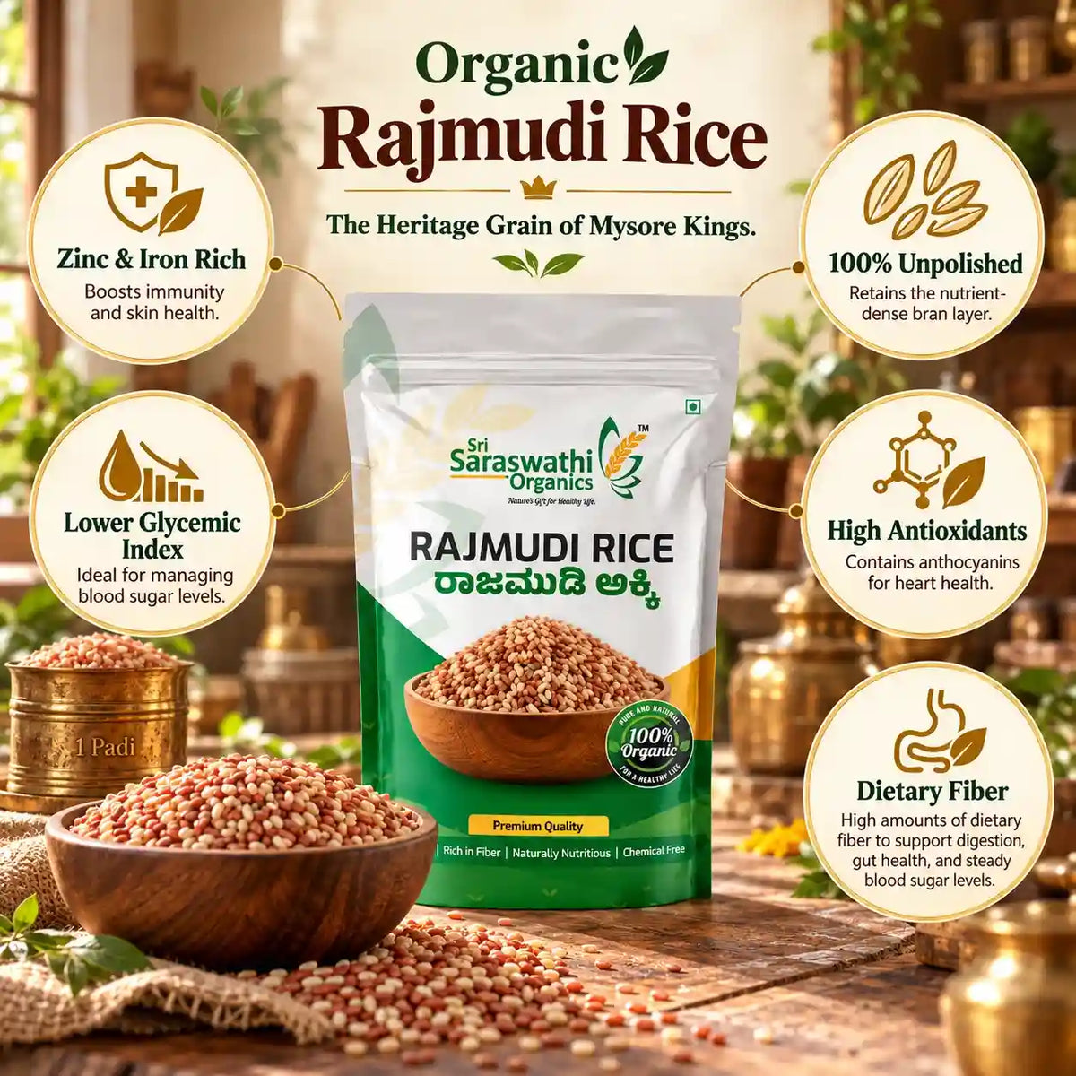 image explaining benefits of organic rajmudi rice