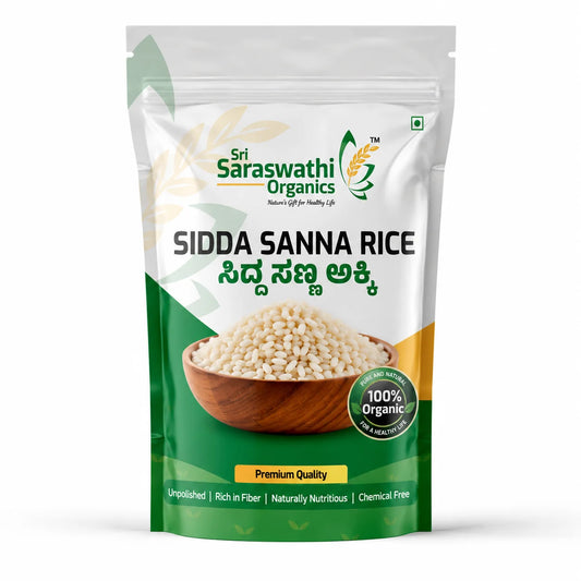 Sri Saraswathi Organics Sidda Sanna Rice - Easy to Digest Unpolished Fine Grain Rice