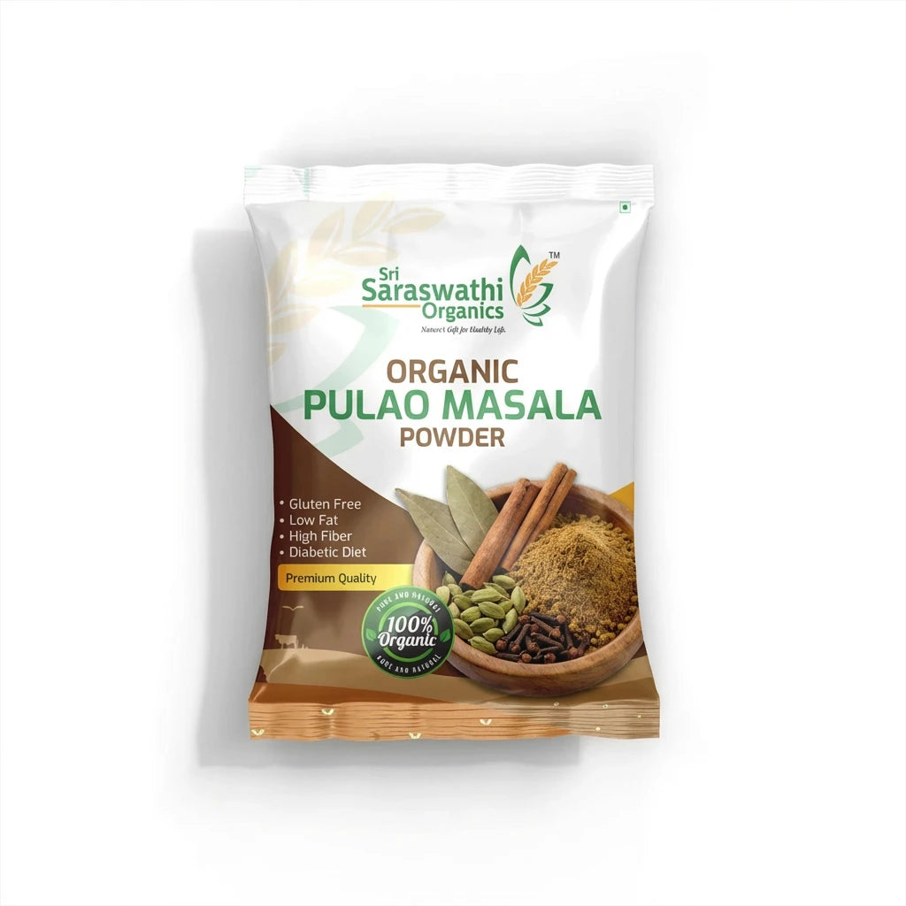 Organic pulao masala made from aromatic whole spices for flavourful pulao recipes - Sri Saraswathi Organics