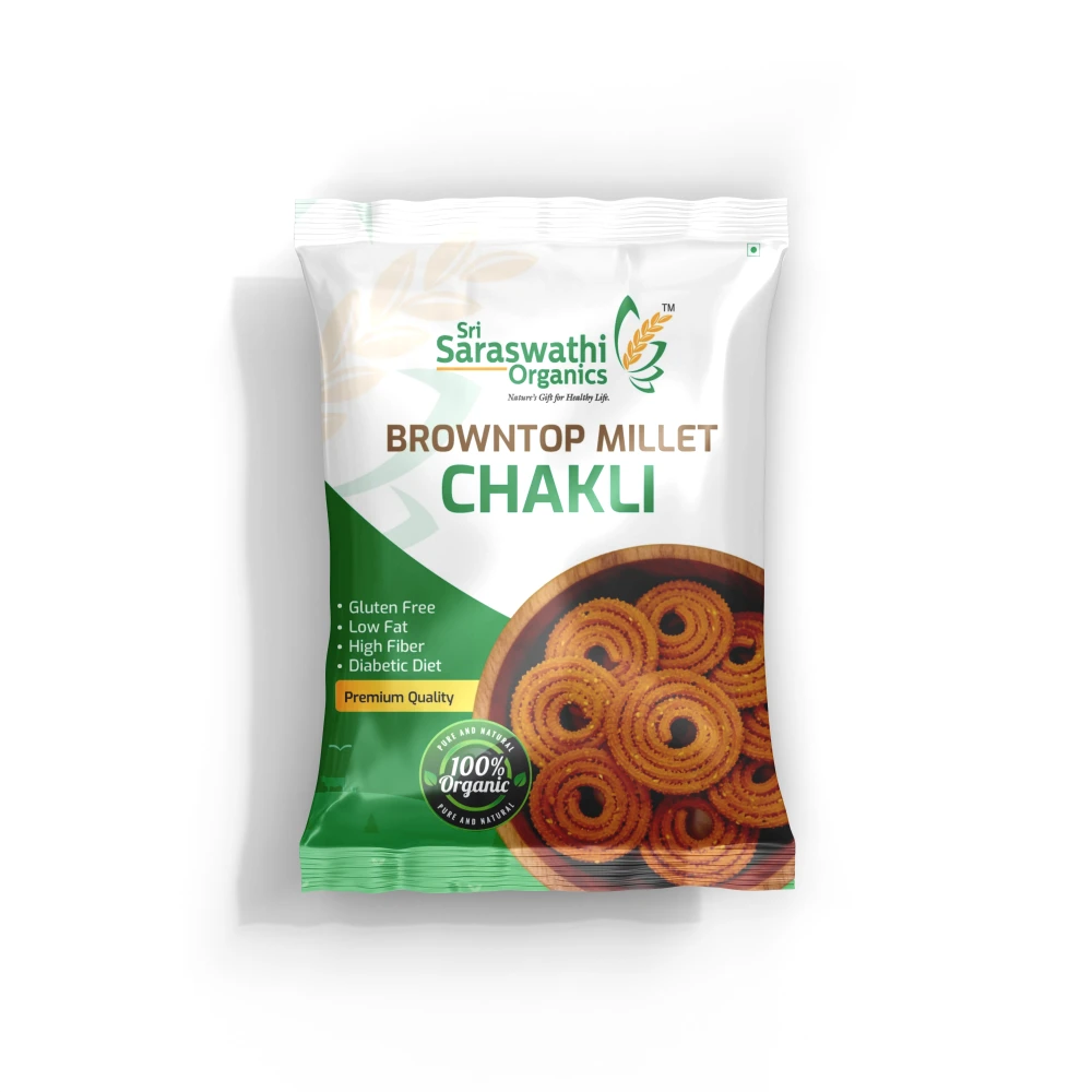 Browntop millet chakli prepared from unpolished millets for balanced snacking - Sri Saraswathi Organics
