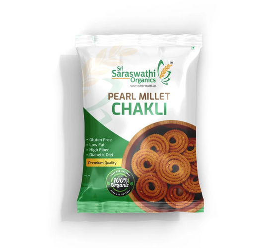 Bajra millet chakli prepared from pearl millets for traditional Indian snacks - Sri Saraswathi Organics