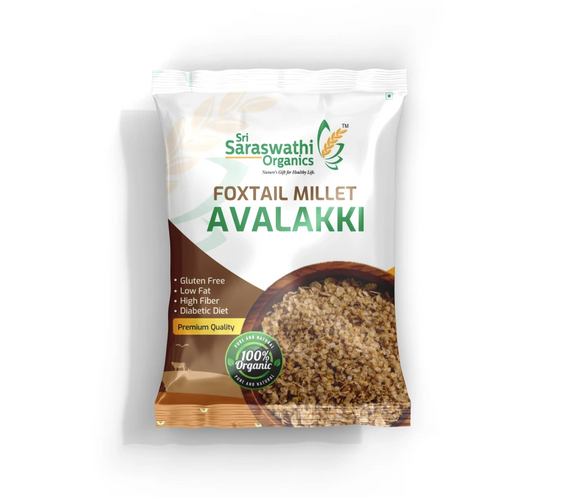 Foxtail millet flakes made from whole millets for nutritious breakfast meals - Sri Saraswathi Organics