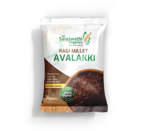 Ragi millet flakes made from finger millets for nutritious daily meals - Sri Saraswathi Organics