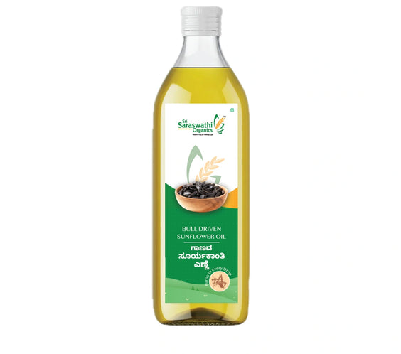 Bull driven sunflower oil from premium sunflower seeds for daily cooking - Sri Saraswathi Organics