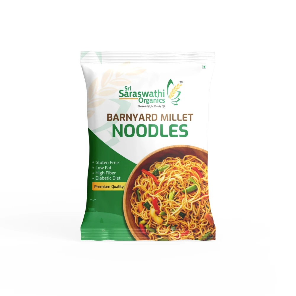 Pack of Sri Saraswathi Organics Barnyard Millet Noodles on a white background