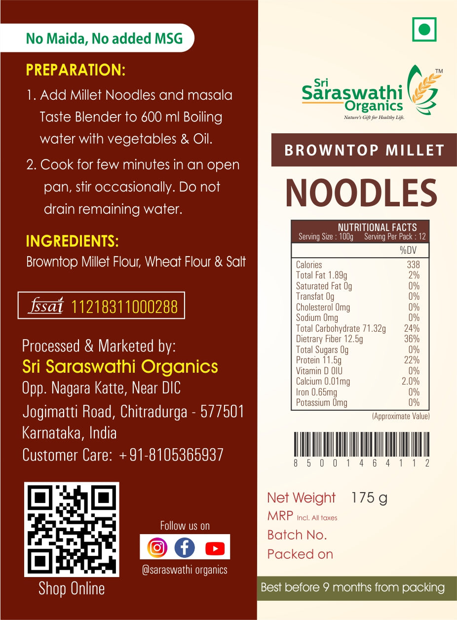 Browntop Millet Noodles