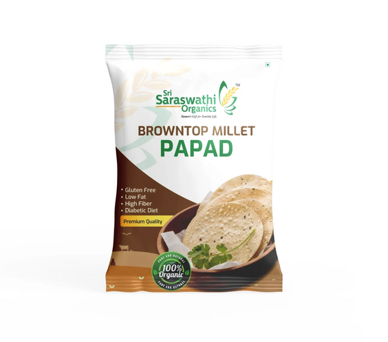 Browntop millet papad made from unpolished millets for balanced home meals - Sri Saraswathi Organics