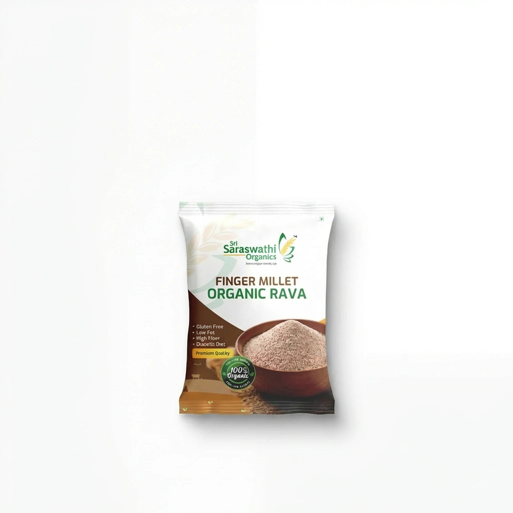 Ragi millet rava produced from finger millets for wholesome daily use - Sri Saraswathi Organics