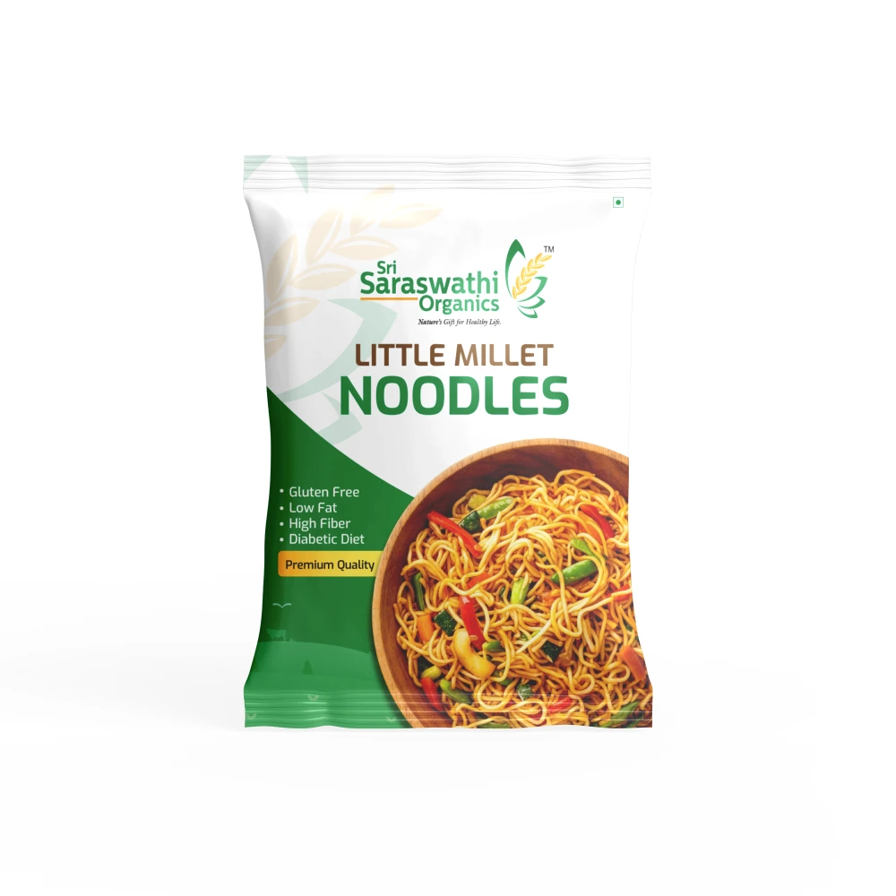Pack of Sri Saraswathi Organics Little Millet Noodles on a white background