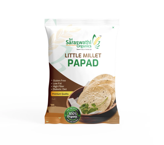 Little millet papad crafted from traditional millets for light and crispy meals - Sri Saraswathi Organics