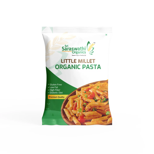 Pack of Sri Saraswathi Organics Little Millet Organic Pasta on a white background