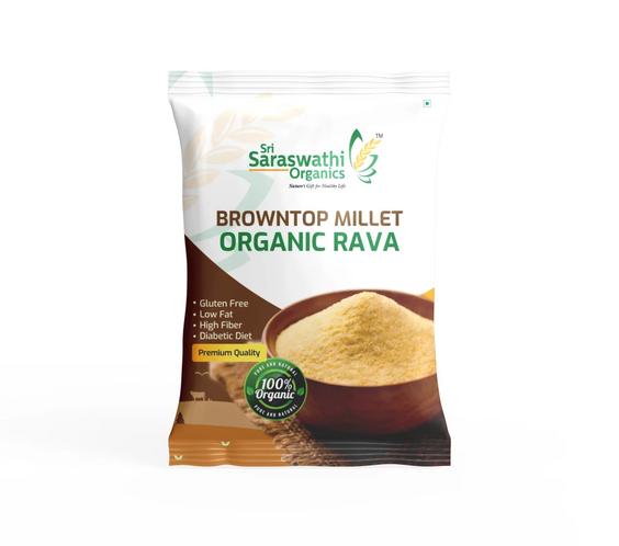 Browntop millet rava made using carefully chosen grains for everyday dishes - Sri Saraswathi Organics