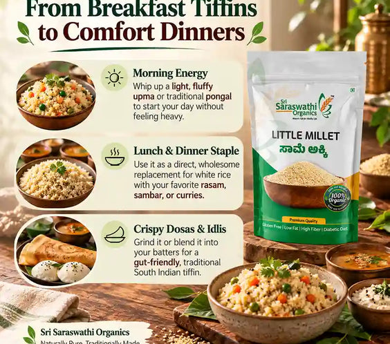Recipes options from Organic & unpolished little millet