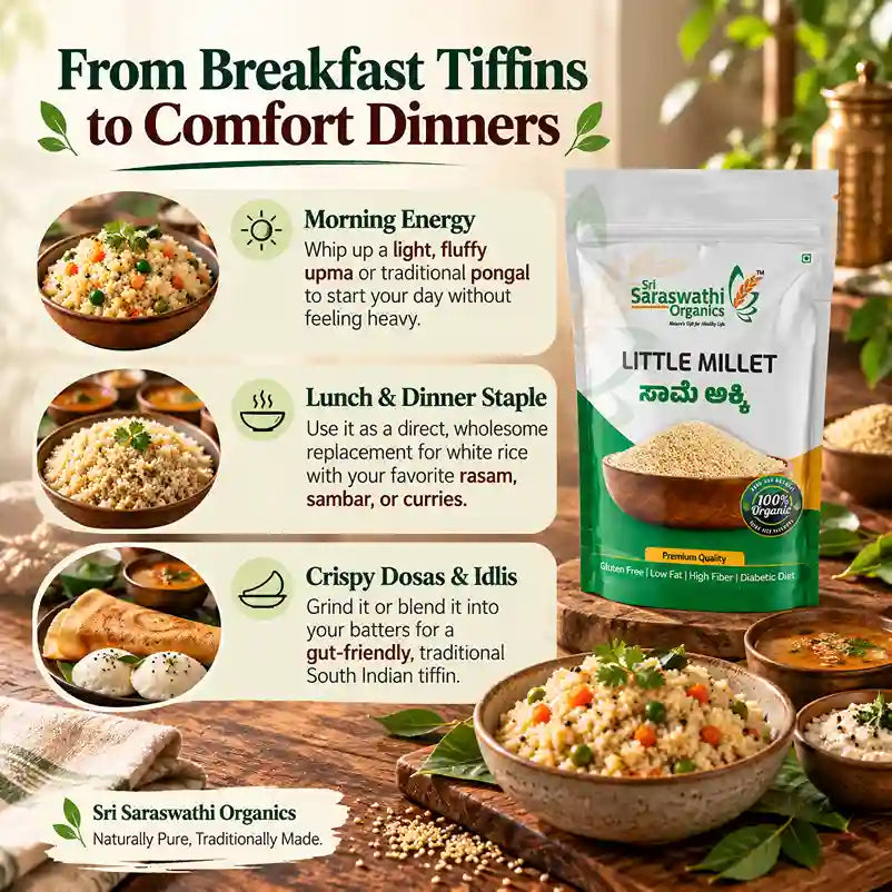 Recipes options from Organic & unpolished little millet