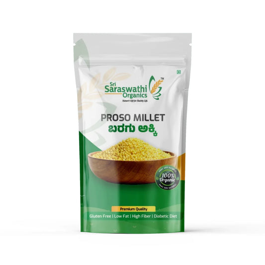 Sri Saraswathi Organics Proso Millet packaging on a white background