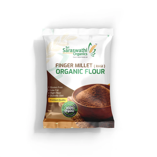Ragi flour stone-ground from finger millets for daily nourishment - Sri Saraswathi Organics