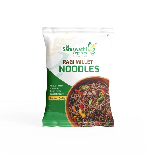 Pack of Sri Saraswathi Organics Ragi Millet Noodles on a white background