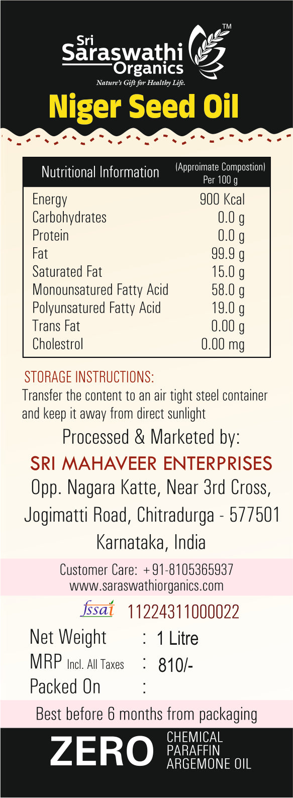 Bull Driven Niger Seed Oil